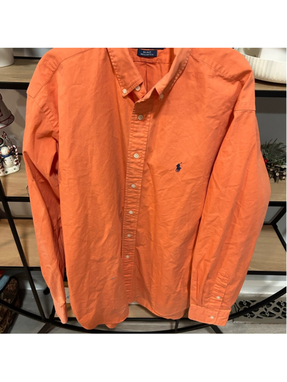 Ralph Lauren Men's Vibrant Orange Button Down Shirt xl